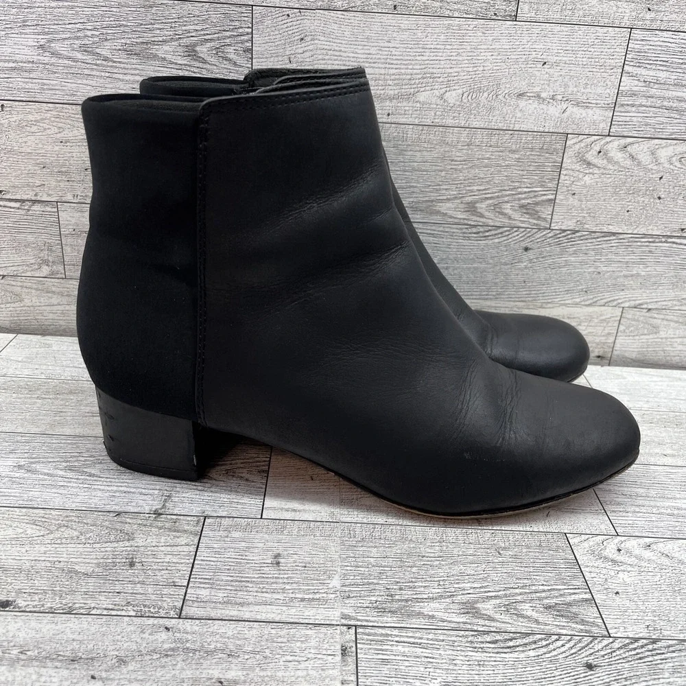 Clarks Chartli Valley Black‎ Leather Block Heel Bootie Women Size 8.5M